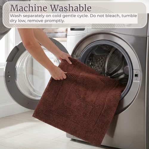 Bathroom Rugs - 2-Piece Cotton Bathroom Mat Set - Machine Washable Bath Mats for Washroom, Kitchen, or Laundry Room by Lavish Home (Chocolate) - color: Brown