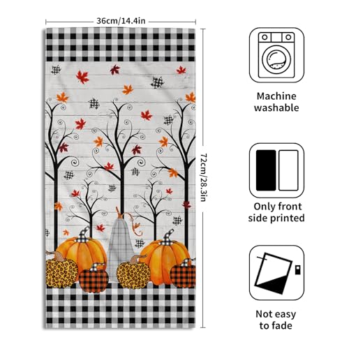 Fall Pumpkins Absorbent Set of 2 Hand Towels - 14x28 Inch Autumn Maple Leaves Thanksgiving Fingertip Towels for Home SPA Gym - color: Autumn Maple Leaves and Pumpkins