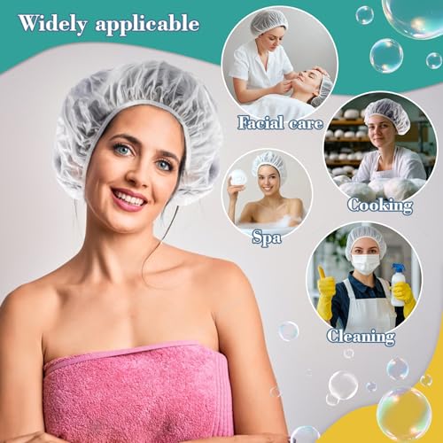 MAQIHAN 6 Shower Cap Reusable Waterproof - Unisex Plastic Shower Cap Plastic Caps Hair Treatment Deep Conditioning Hair Cap Shower Hair Care Bathing Cap Travel Essentials Washable Hair Cover Women Men - size: Medium