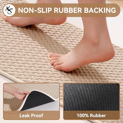 YDKGL Bathroom Rugs Non Slip, Super Absorbent Quick Dry Bath Mats for Bathroom, Foam Weave Texture Thin Bath Rugs Washable with Rubber Backing Fit Under Door Outside Shower,16" x 24“ - color: Brown, size: 16" X 24“
