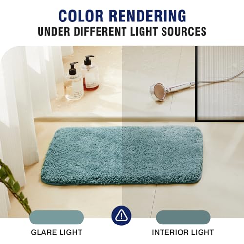TECHMILLY Super Soft Shaggy Bathroom Rugs, Absorbent Thick Non Slip Microfiber Bath Rugs, Quick Dry Machine Washable Bath Mat for Bathroom Floor, Bathtub and Shower 17"x24" - color: Blizzard Blue, size: 1'5" x 2' (Rectangular)