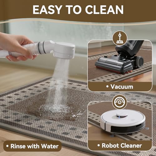 Kitchen Mats for Floor, 17''x47'' Washable Absorbent Kitchen Mat Non Slip, Braided Kitchen Runner Rug, Kitchen Sink Rug, Brown - color: B Graphic Brown, size: 17''x47''