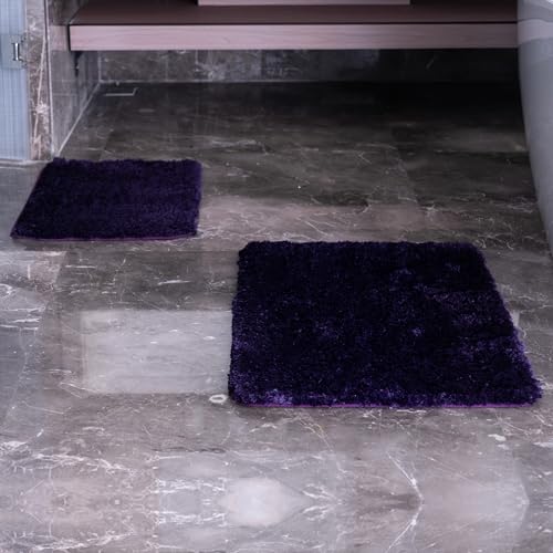 3 Pieces Luxury Bathroom Rug Set with U-Shaped Toilet Rug, Non-Slip Rubber Bottom, Thick Microfiber Fluffy Plush, Water Absorption, Quick Dry, Ultra Soft, Bath Mats for Bathroom, Tub(Purple) - color: Purple
