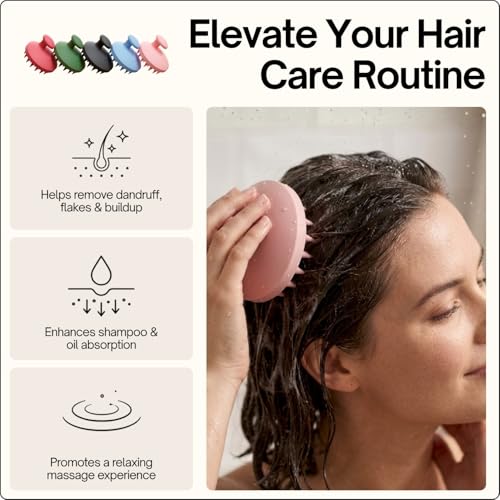 SXNSE - Revive Silicone Scalp Massager, Forest - Manual Hair & Scalp Scrubber for Dandruff, Buildup, Itch, & Hair Growth - Soft Exfoliating Silicone Bristles for Wet & Dry Hair, Flake-Free Finish - color: Forest