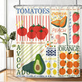 Fabric Shower Curtain with Hooks, Waterproof & Washable & Polyester, Summer Funny Doodle Colorful Cute Fruit Shower Curtains for Bathroom, Unique Cartoon Bathroom Curtain, House Gift, 71x74 Inch - color: Fruits Graffiti
