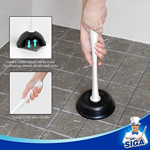MR.SIGA Toilet Plunger and Bowl Brush Combo for Bathroom Cleaning, White, 1 Set - color: White