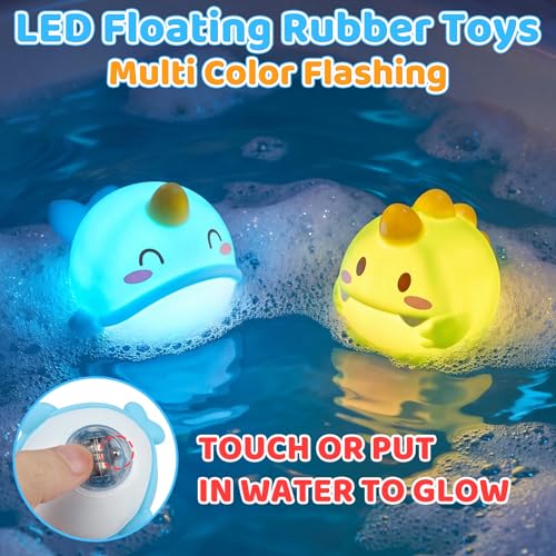 Light Up Dinosaur Bath Toys for Kids Ages 3-5 4-8, Bath Bubble Machine with Music, Bubble Maker for Bathtub, Floating Animal Bathtub Water Toys for Toddlers 3 4 5 Year Old Boys Girls Birthday Gift