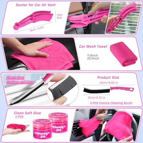 55PCS Pink Car Detailing Kit Interior Cleaner with High Power Handheld Vacuum, Car Wash kit with Detailing Brush Set,Car Interior Detailing Kit,Car Accessories for Cars,Gifts for Women - color: Pink