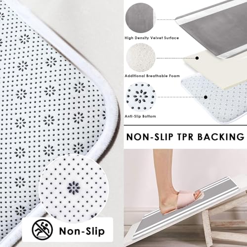Striped Grey Shower Curtain Set with Toilet Lid Cover and Non-Slip Rugs for Bathroom, Minimalist Modern 4 Pcs Shower Curtain, Neutral Bathroom Set with 12 Hooks - color: Stripes Grey