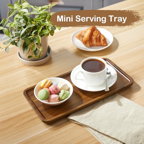 Acacia Wood Bathroom Vanity Tray, 12 Inch Wooden Decorative Tray for Toilet Tank, Coffee Table, Kitchen Counter, Makeup, Perfume, Coffee Bar, Snacks, Candles and Home Decor - size: 12 Inch