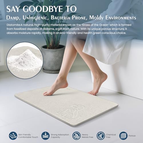 Stone Bath Mat Quick Drying Absorbent Shower Mat Diatomaceous Earth Pad Bathroom Floor Bathtub Pad Non-Slip Easy to Clean Bathroom Essentials (Pet Pattern-Beige) - color: Pet Pattern-beige