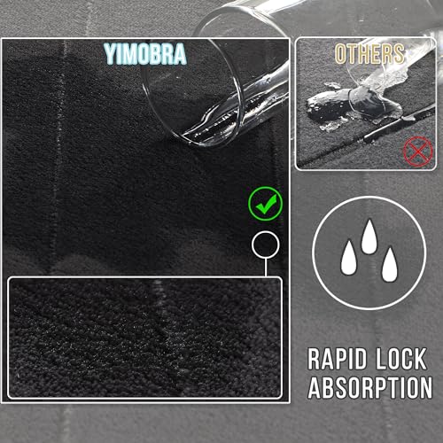 Yimobra U-Shaped Toilet Bath Mat Set 2 Piece - Super Soft Absorbent Quick Dry Memory Foam Bathroom Rugs, Machine Washable Non Slip Floor Carpet for Tub Shower & Single Sink (17x24 & 24x20, Black) - color: Black, size: 24x17+24x20 Inch