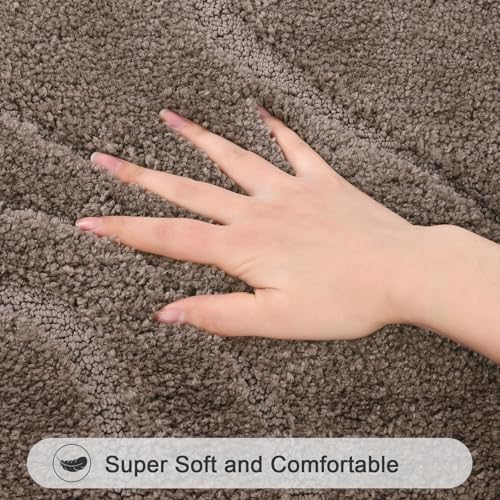 HEBE Bathroom Rugs Sets 5 Piece, Soft Absorbent Microfiber Bath Mat for Bathroom, Non Slip Washable Bath Rug Set with Toilet Cover, Bath Runner and U-Shaped Contour Toilet Rug, Coffee - color: Brown, size: 18"x26"+20"x32"+20"x48"+U20"x24"+Cover19"x21"