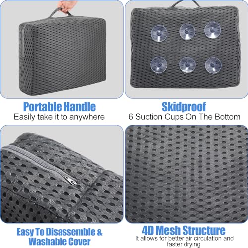 Threehoney 2 Pcs Hot Tub Booster Seat for Adults, 5 Inch 4D Mesh Spa Bathtub Booster Cushion with Suction Cups Micro Dot Quick Dry Non Slip Bottom Mat Tub Accessories for Indoor Outdoor(Grey) - color: Grey