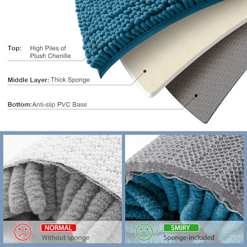 Smiry Luxury Chenille Toilet Rugs U-Shaped 20x20, Soft Absorbent Non-Slip Contour Bathroom Rugs for Toilet, Machine Washable Contoured Bath Mats, Peacock Blue - color: Peacock Blue, size: 20" X 20" Contour Rug
