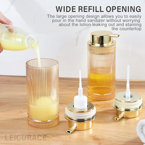 Glass Liquid Soap Dispenser, Refillable Liquid Dispenser with Gold Pump, Hand Soap Dispenser for Bathroom Kitchen, Modern Home Bathroom Kitchen Decor （Liquid Type/Clear） - color: Liquid Type/Clear