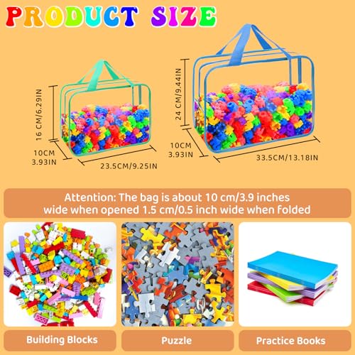 8 Packs 8 Colors Toy Storage Bags, Reusable Clear PVC Board Game Storage, Toy Storage Organizer Bags with Zipper for Building Blocks, Puzzle and Handmade Accessories, Clear Toiletry Bag - color: 8 Color, size: Large and Small