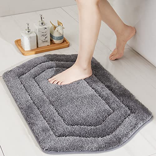 COSY HOMEER Extra Thick Bath Linen Sets Rugs for Bathroom - Anti-Slip Bath Mats Soft Plush100% Strong Polyester Living Room Bedroom Water Absorbent(Grey,20x32 - Inches) - color: Grey, size: 1'8" x 2'8" (Oval)