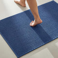 TYUU Bathroom Rugs Non Slip Washable, Super Absorbent Thin Bath Mat Quick Dry Low Pile Bathroom Rug, Navy Blue 24"x47" - color: Navy Blue, size: 2' X 3'11" (Rectangular)