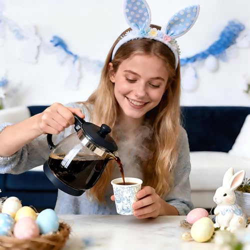 WRAPAHOLIC 3oz Easter Paper Cups - 100 Pack Disposable Bathroom Cups with Blue Sketch Bunny Design, Small Mouthwash Cup for Toothbrush Rinse, Bathroom, Easter, Baby Shower and Party - color: Easter - Blue Sketch Bunny