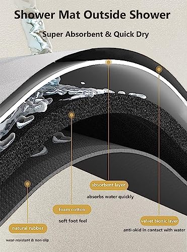 Fast Drying Curved Bath Mat Shower Mats for Round Bathroom and Shower, Strong Absorbent Corner Bath Mat, Rubber Non-Slip Bottom, Easy to Clean, 45x100cm(18x40inch),C - color: C
