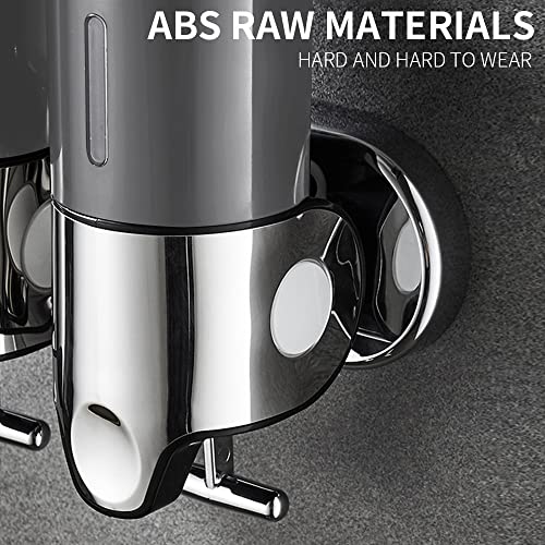 No-Drill 3 Pack 500ml Wall Mounted Soap Dispenser for Bathroom and Kitchen, Shampoo and Conditioner Dispenser Drill Free with Adhesive(Round-Grey) - color: Grey-1