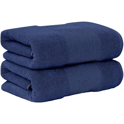 Modern Threads - Air Cloud 2-Pack 100% Zero-Twist Cotton Bath Sheet Set - Super Absorbent & Quick Dry - 500 GSM - Soft & Plush, Navy - color: Navy, size: 2-Pack Bath Sheet