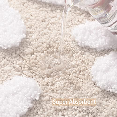 QJHOMO Toilet Rugs U Shaped, Beige Toilet Mat Cute Daisy Contour Bath Rug 20"x20", Extra Thick Soft Machine Washable Toilet Carpet, Non Slip Bathroom Floor Mats Super Absorbent Microfiber Bath Rugs - color: Beige, size: 1'8" x 1'8" (U-Shape)