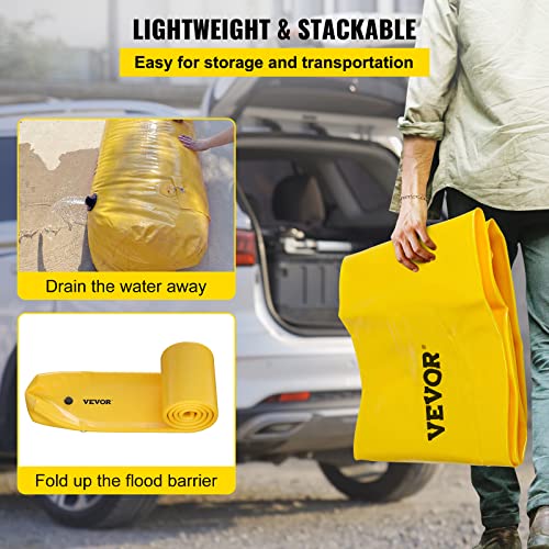 Flood Barrier for Home, 24 ft Length x 12 in Height Sandbag Alternative, Water Barrier for Flooding, Reusable PVC Water Diversion Tubes, Flood Prevention Barriers for Door, Garages - style: 24ft(l) *12(h)