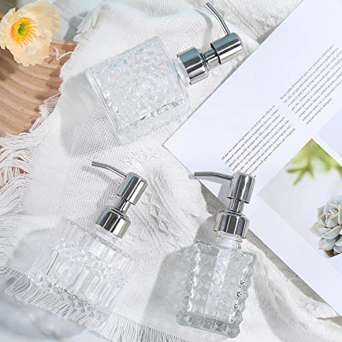 YunNasi Soap Dispenser with Stainless Steel Pump, Clear Crystal Design, Vintage and Elegant, Refillable Liquid Hand Soap Dish Soap Dispensers for Bathroom Counter, Kitchen Sink (Style 5) - color: Style 5