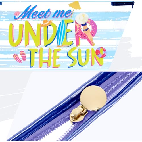 COSHAYSOO Sunscreen Bag Clear Makeup Toiletry Pouch Beach Vacation Essentials for Women Teen Girls Trip Gifts Summer Pool Travel Must Have Accessories Waterproof Stuff - color: Multi-Under the Sun