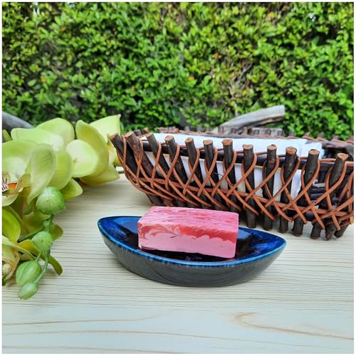Ceramic Soap Dish with Self Draining Tray for Bar Soap, Bathroom, Kitchen (Black) - color: Black