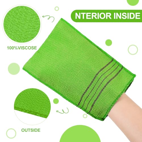 Tatuo 12 Pieces Korean Exfoliating Mitt Glove Italy Towel Body Skin Scrubber Exfoliating Scrubber for Remove Dead Skin Washcloth Korean (Small,Green) - color: Green, size: Small