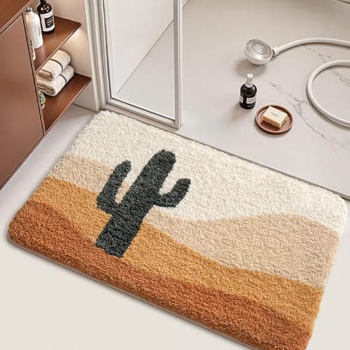 LUMI Bathroom Rugs Cute Cactus Design, Soft Absorbent Microfiber Bath Mat Non-Slip, Machine Washable Quick Dry Luxury Rug Desert Fun Plant for Floor, Bathtub, Home Decor, 24"x36" - color: B-cactus, size: 24"x36"