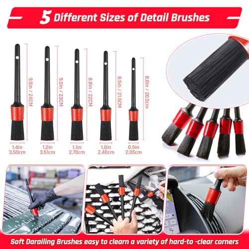 55PCS Car Detailing Kit Interior Cleaner with High Power Handheld Vacuum, Car Detailing Brush Set, Car Cleaning Kit, Drill Brush Set, Car Cleaning Tools Brushes for Interior, Exterior, Wheels - color: Red