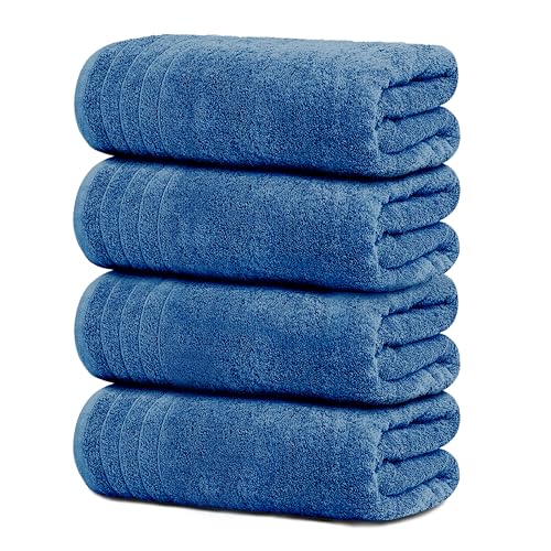 Tens Towels Pack of 4 Extra Large Bath Towels 30 x 60 Inches, 100% Cotton, Larger & Lighter Weight, Quicker to Dry, Super Soft and Absorbent, Perfect for Bathroom, Blue - color: Blue