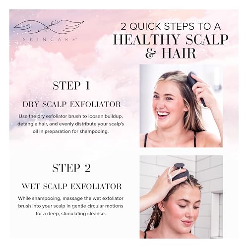Seraphic Skincare Scalp Exfoliator Duo Set – Dry Scalp Hair Brush & Wet Scalp Massager – BPA-Free Silicone & Wheat Straw Hair Brush Set – Deep Cleansing & Dandruff Removal for All Hair Types - style: Scalp Massager + Brush