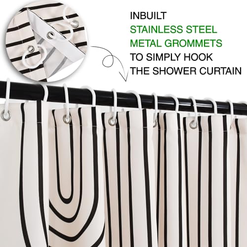 Boho Mid Century Extra Long Shower Curtain, Minimalist Abstract Arch Simple Sun Modern Machine Washable Waterproof Fabric for Bathroom Bathtub with 12 Hooks 72Wx84H - color: Cream, size: 72"W x 84"L (Pack of 1)