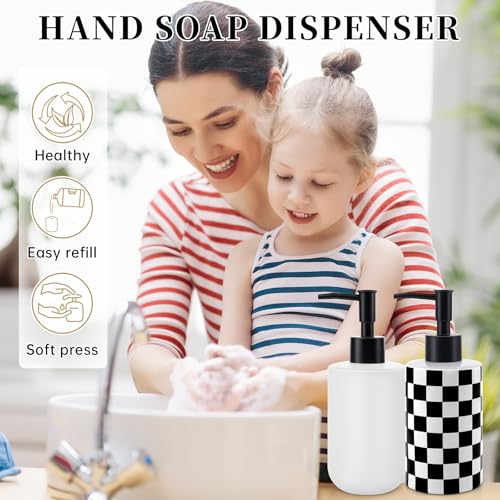 Soap Dispenser with Matte Black Pump, Ceramic Soap Dispenser Bathroom, Minimalist Modern Design Dish Soap Lotion Dispenser for Kitchen Sink, White Refillable Liquid Lotion Hand Soap Bottle - color: Pure White