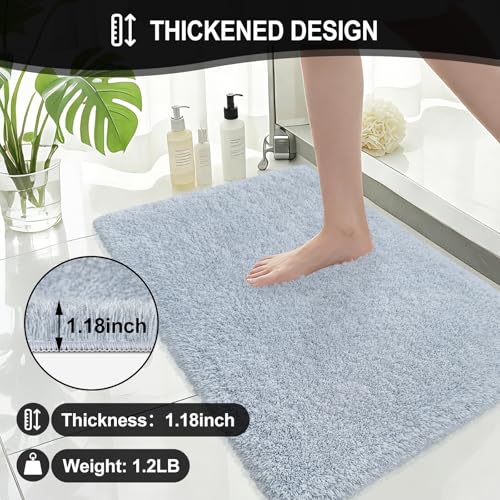 Bathroom Rugs 36"x 24", Fluffy Soft Thick Absorbent Bath Mat Rubber Backing Quick Dry, Machine Washable Bath Mats for Bathroom Tub, Floor, Shower, Bedroom Home Decor Accessories, Blue Grey - color: Blue Grey, size: 36" x 24"