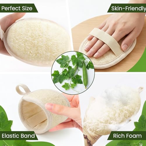 10PCS Natural Loofah Sponge Set, Loofah Exfoliating Scrubber for Body & Facs