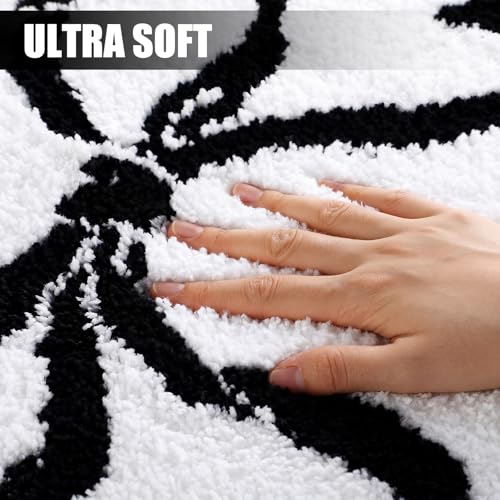 HunnmingRe Black Bow Bathroom Rug Bow Toilet Rugs 20 x 20 Inches U Shaped Luxury Scalloped Bathroom Decor Non Slip Cute Microfiber Soft Plush Bath Mat Coquette Stuff for Toilet Back to School Shower - color: Black, size: 20 x 20 Inches
