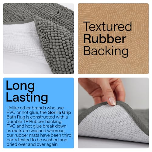 GORILLA GRIP Bathroom Rug Sets, Soft Chenille 2 Piece Area Rugs Set, Toilet Base Mat and 30x20 Carpet, Absorbent Microfiber Washable Mats Dry Quickly, Home Décor and Bath Room Accessories, Charcoal - color: Charcoal, style: 30"x20" + Oval 24"x19.5" - 2 Pa