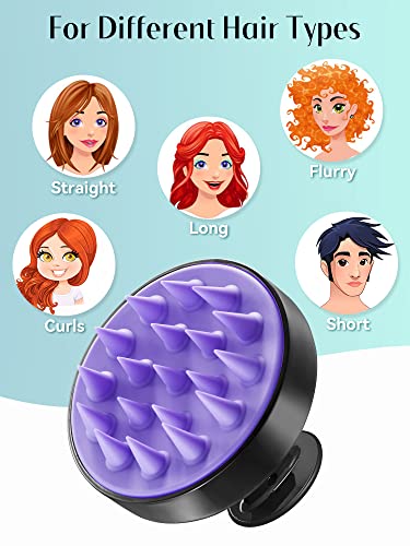 HEETA Scalp Massager Hair Growth, Soft Silicone Scalp Scrubber Shampoo Brush for Exfoliation, Dandruff Removal Head Massage Stress Relax, Wet & Dry Use for Thick Thin Curly Hair Care, Black - color: 01-black