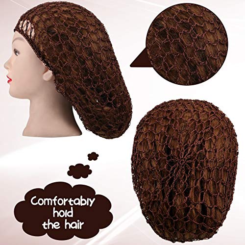 Geyoga 6 Pieces Hair Net Snoods for Women Sleeping Mesh Soft Rayon Knit Crochet Hairnet Long Short Curls Hair Cover Accessory (Black, Wine Red, Light Brown, Pink, Purple, Navy Blue) - color: Black, Wine Red, Light Brown, Pink, Purple, Navy Blue