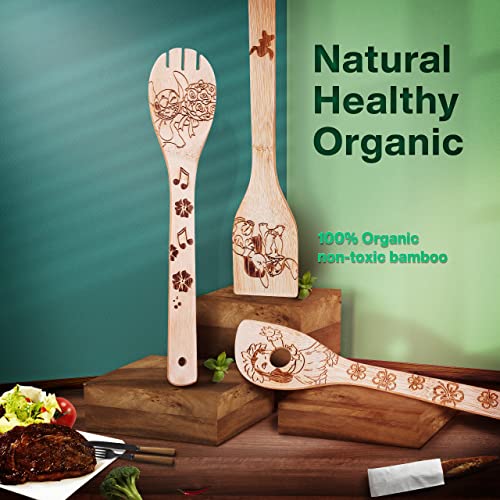 Stitch Wooden Cooking Utensils Set, 6-Piece Wooden Spoons and Spatulas for Cooking, Cartoon Style Kitchen Decor, Heat Resistant Tools for Nonstick Cookware, Housewarming Gift for Men and Women
