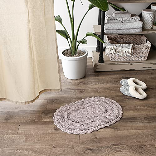 DII Crochet Collection Reversible Bath Mat, Small Oval, 17x24, Dusty Lilac - color: Dusty Lilac, size: 1'5" x 2' (Oval)