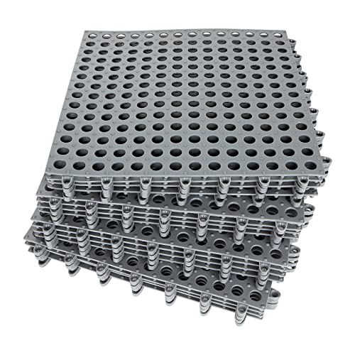 16 Pack 11.8" x 11.8" Interlocking Rubber Floor Tiles Soft PVC Non Slip Shower Floor Mat Pool Bathtub Drain Tiles for Flooring, Drainage Mats for Pool, Deck, Patio, Basement, Kennel, Poultry, Grey - color: Grey - 16pcs