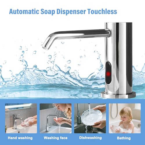 Touchless Automatic Soap Dispenser Built-in Sink Electric Soap Dispenser for Kitchen Bathroom Commercial Home Use, Infrared Sensor with 33.81oz/1000ml Bottle Pump, Chrome - color: Liquid-chrome