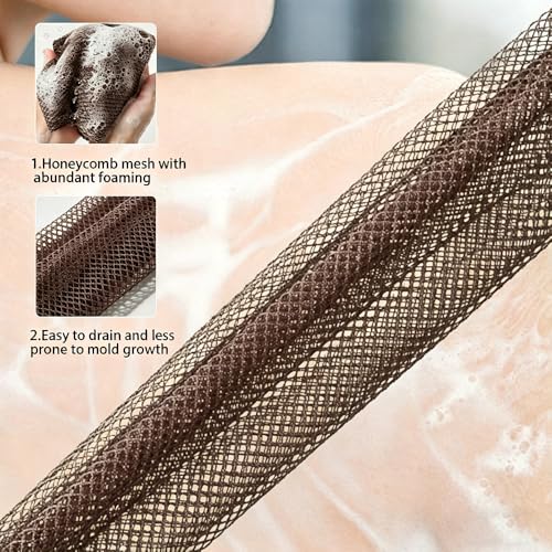 Exfoliating Bath Towel Set for Women Strong Cleaning Back Scrubber - color: Brown